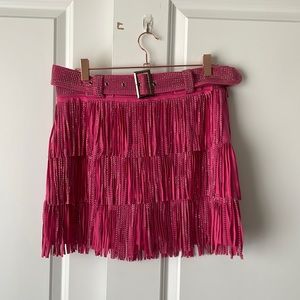 ✨ Western Eras Tour Cowgirl Pink Fringe Sparkle Mini Skort ✨